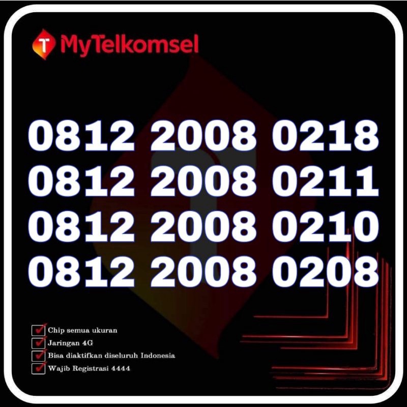 NOMOR CANTIK TELKOMSEL SIMPATI 4g tahun hidup 2008 4 varian angka 0812 perdana simpati cantik