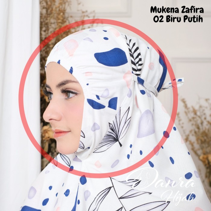 TERLARIS NEW MUKENA ZAFIRA 02 BIRU PUTIH SHABBY CHIC KATUN ADEM DANRA HIJAB