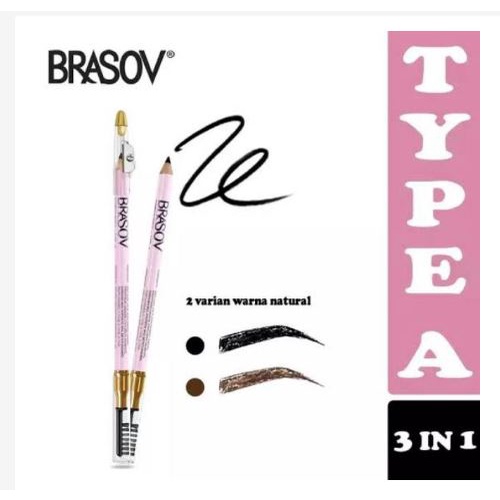 BRASOV Eyebrow Pencil 3 in 1 Pensil Alis + Sharperner + Brush