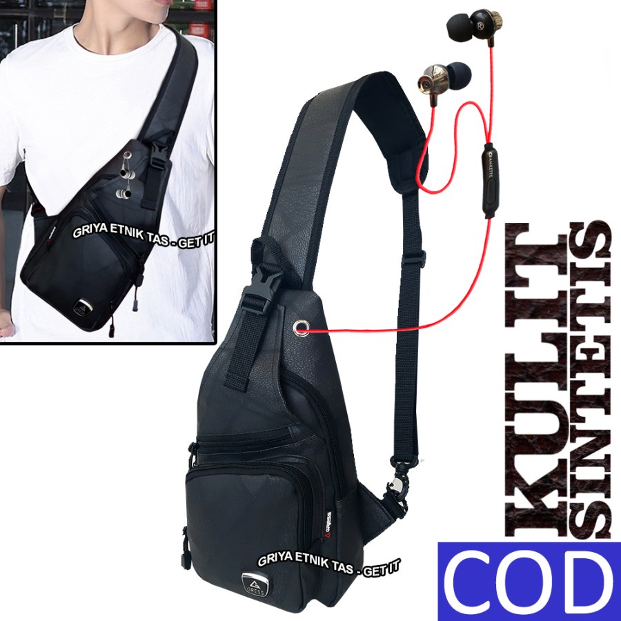 Tas Selempang Pria Kulit Gress - Tas Slempang pria - Sling bag Pria -Tas Bahu Laki Laki Keren