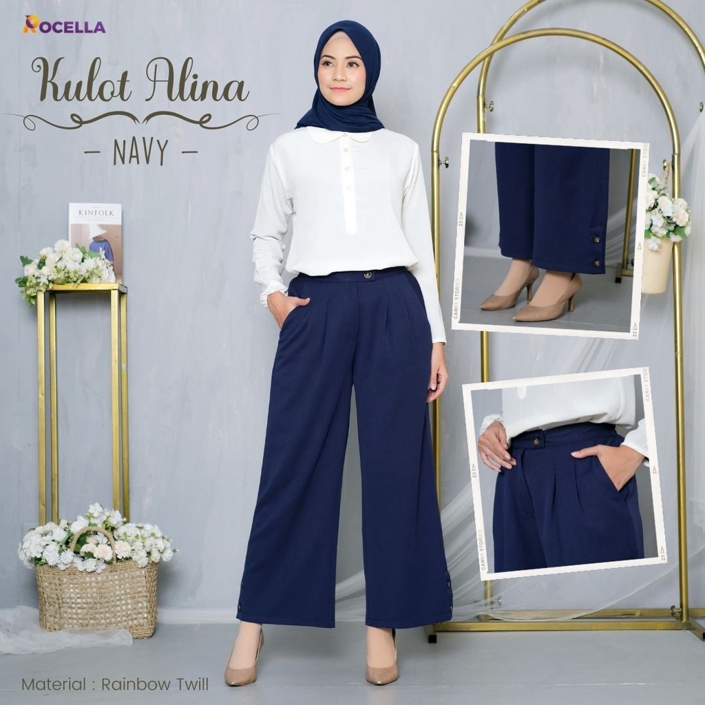 CELANA PANJANG WANITA POLOS MODEL KULOT CELANA KULOT POLOS - Rocella Kulot Alina-5