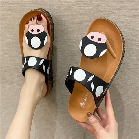 IDEALIFESHOES SANDAL JEPIT WANITA MOTIF MUSHROOM WARNA HITAM BAHAN PVC KUALITAS PREMIUM IMPORT KOREA STYLE LALISA