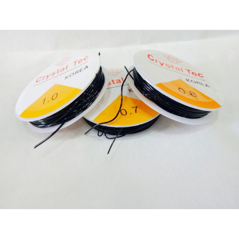 Senar elastik bening / karet gelang elastik ukuran 1.0, 0.7, 0.8 Hitam