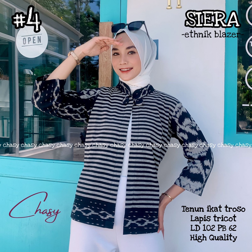 Blazer Batik Tenun by Butik Batik Solo Bahan Tenun Lapis Tricot kode BLAZER BATIK TENUN SIERA ETHNIK
