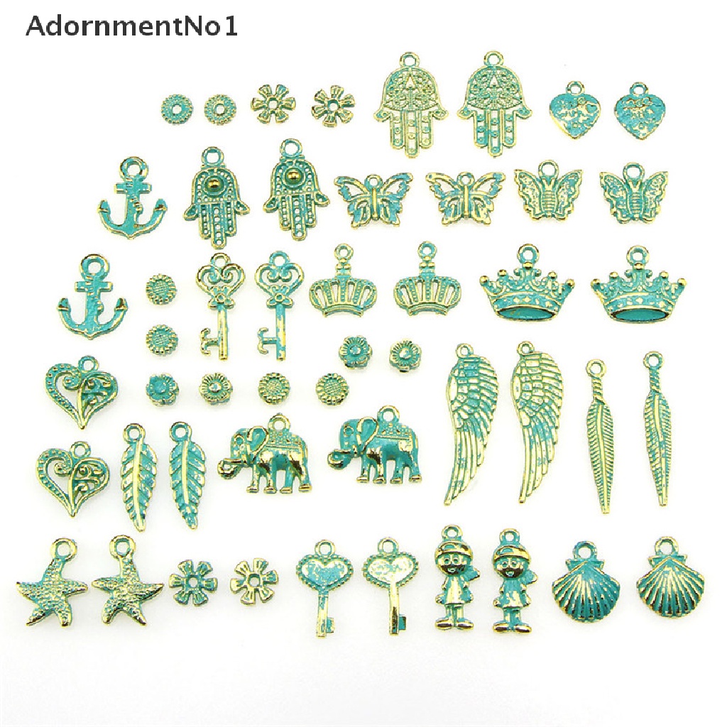 (AdornmentNo1) 50pcs / Set Liontin Gaya Retro Klasik Motif Campur Untuk Perhiasan DIY