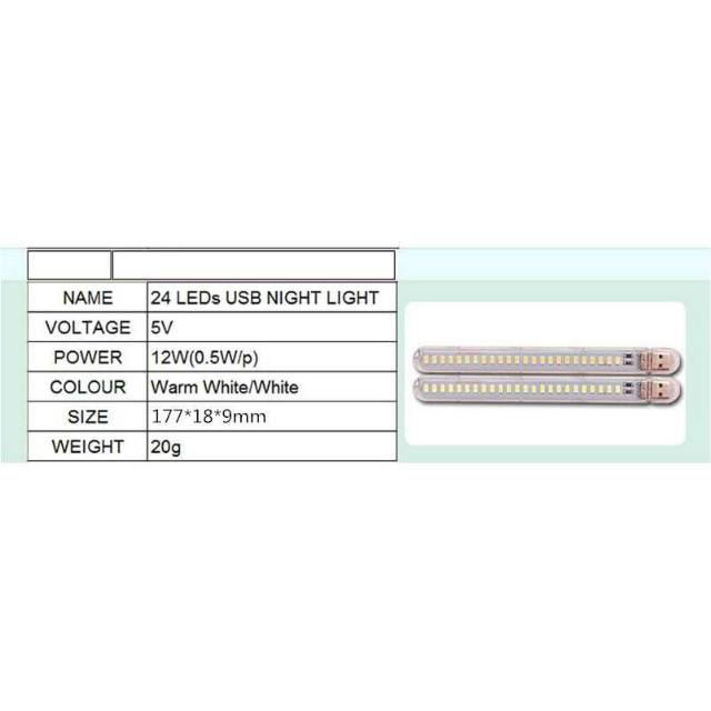 KR Lampu Belajar LED Strip Portable USB 24 LED 12W