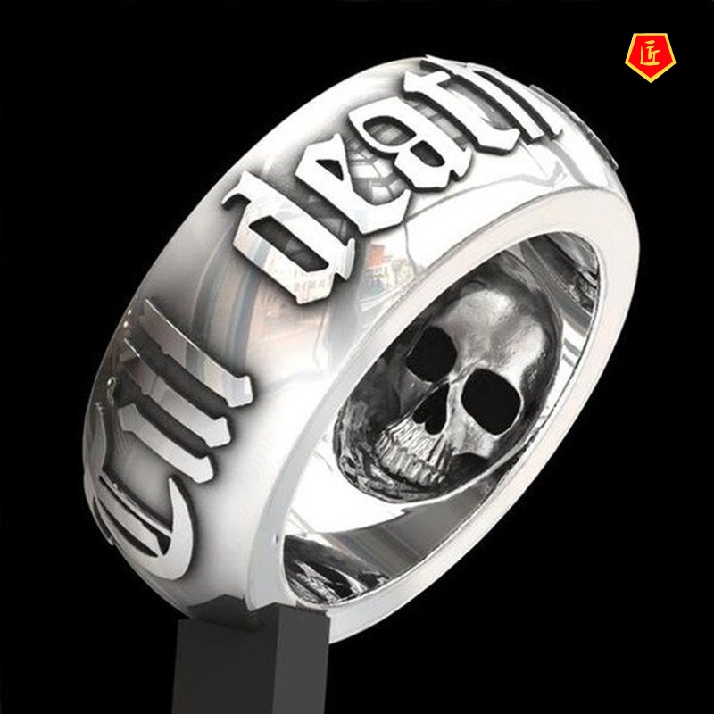 [Ready Stock]Creative Punk Silver Black Skull Ring