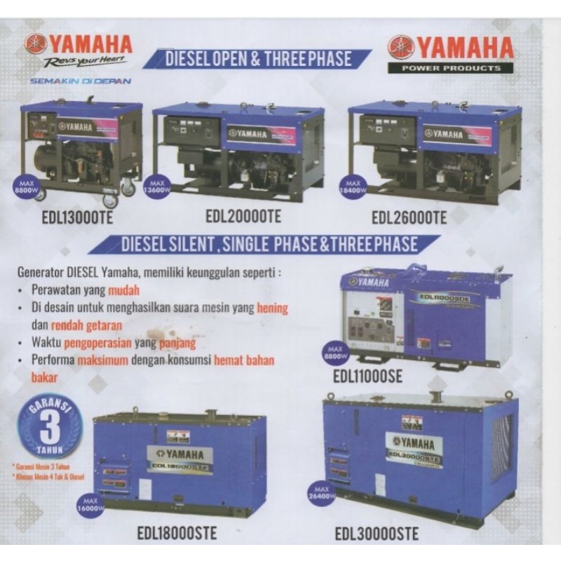 Mesin Genset Diesel Silent Asli YAMAHA 10000 Watt - 30000 Watt