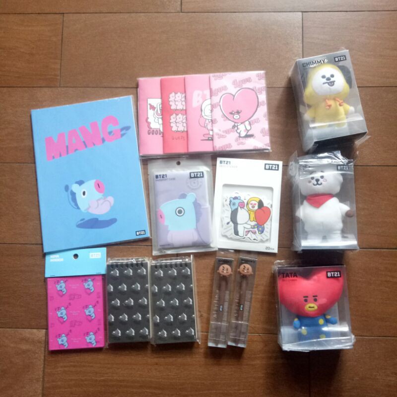 READY BT21 bagcharm TATA CHIMMY RJ, passport case, gel pen