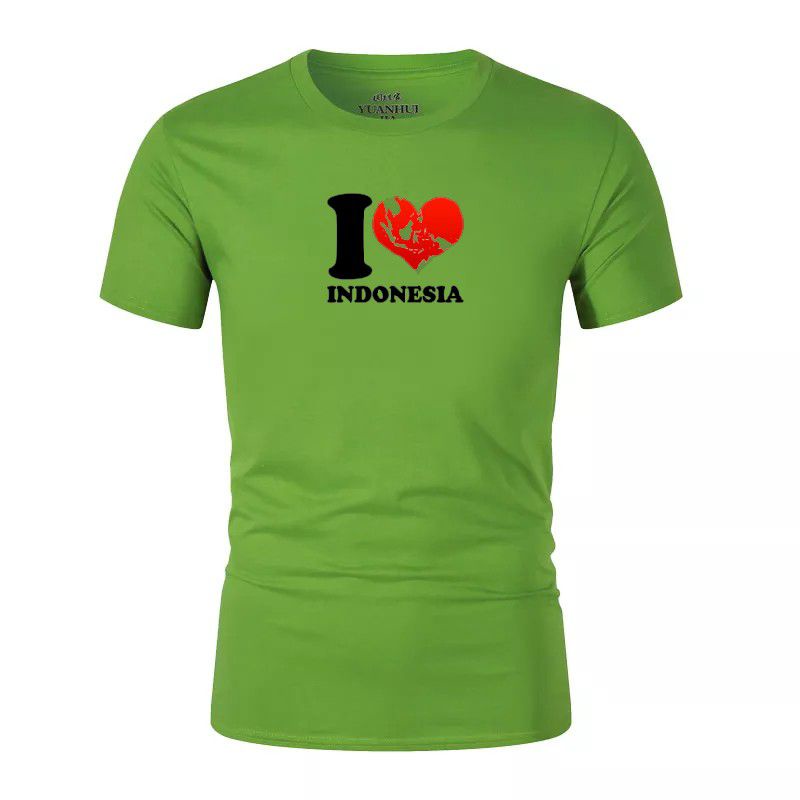 Kaos Pria Distro I love Indonesia Lengan Pendek Tshirt Lelaki Dewasa Baju Oblong Cod