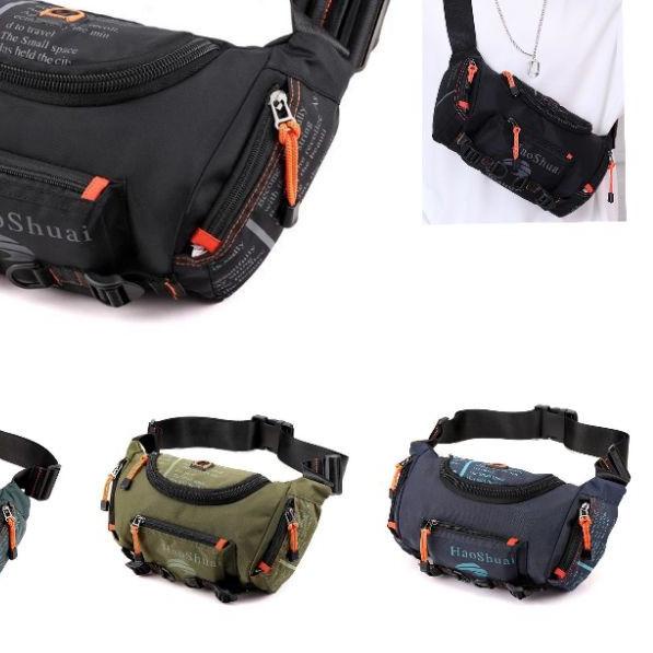 ♗ Haoshuai 5130 Tas Selempang & pinggang terbaru // Waitsbag Pria // Waitsbag wanita ◘