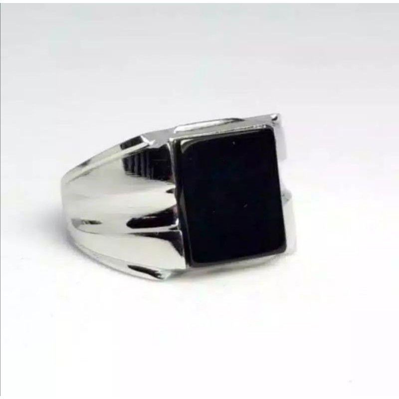 CINCIN PRIA SUPER KEREN BLACK ONYX ASLI - SUPER EKSLUSIF - Gold cincin pria titanium stainlesstel black onyx premium[Bayar di Tempat] CINCIN PRIA TITANIUM COOL BLACK ONYX PRIA