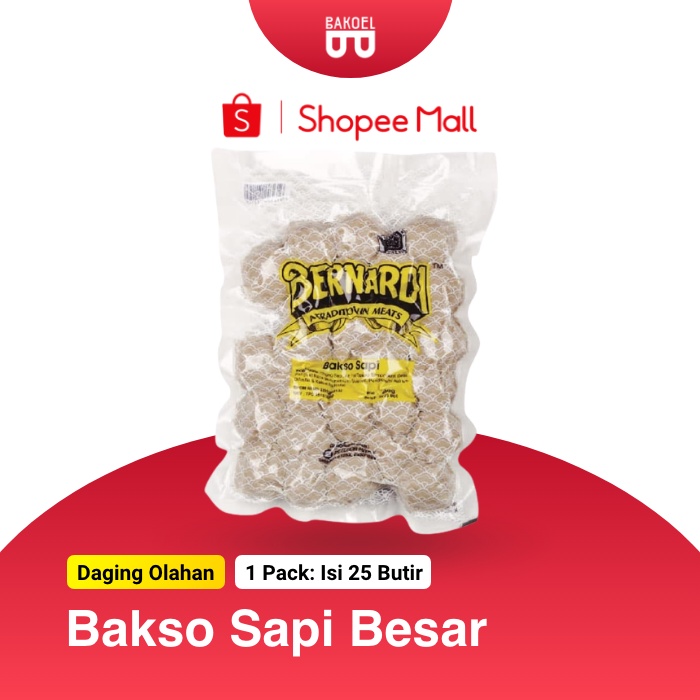 

Bernardi Bakso Sapi Besar - Isi 25 Butir (Harga Per Pack) - Bakoel Sayur Online