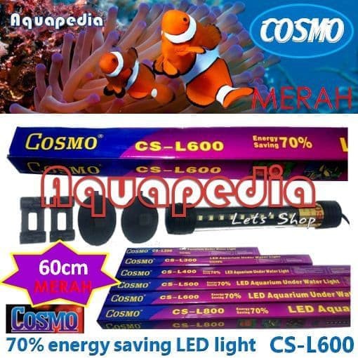 Hobby Cosmo CS L600 Lampu LED 60cm Aquarium Underwater Light Warna Merah