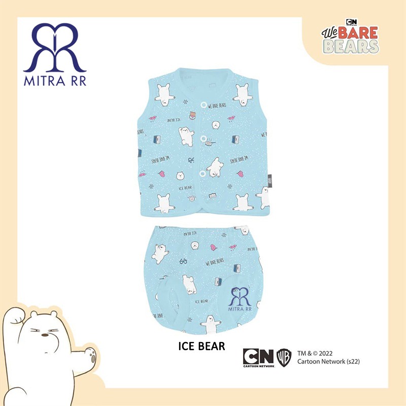 FLUFFY Stelan Baju Kutung Celana POP WE BARE BEARS NB S M L (0-12 bulan) Setelan Baju Bayi 3 Pasang