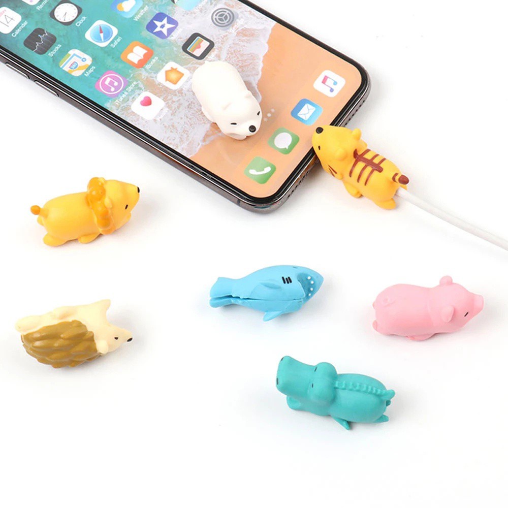 Lanfy Pelindung Kabel Data / Charger / Earphone Bentuk Kartun Hewan Lucu