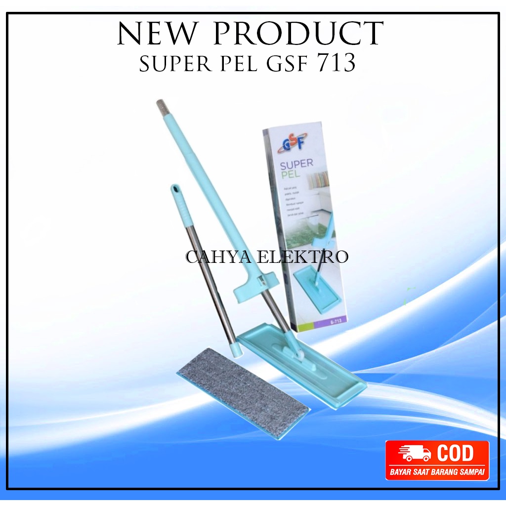 Alat Pel Lantai Praktis Flat Mop Super Pel GSF G 713 / GSF 713 + Free 2 Buah Kain Microfiber