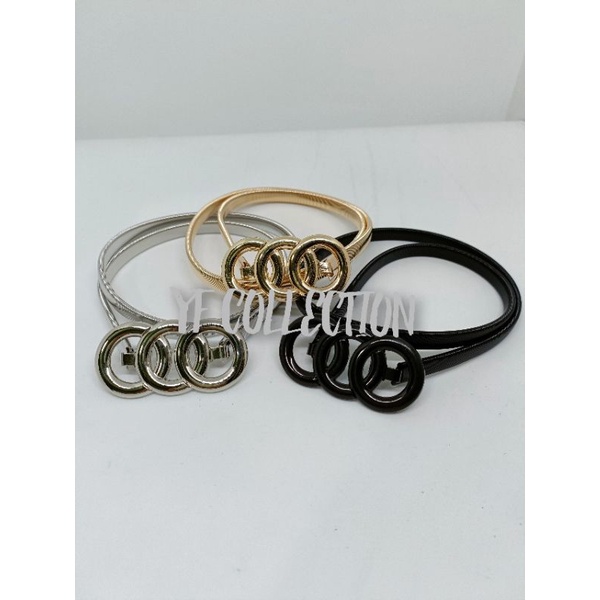 YF COLLECTION IKAT PINGGANG BELT DRESS WANITA SPIRAL ELASTIS  GOLD&amp;SILVER