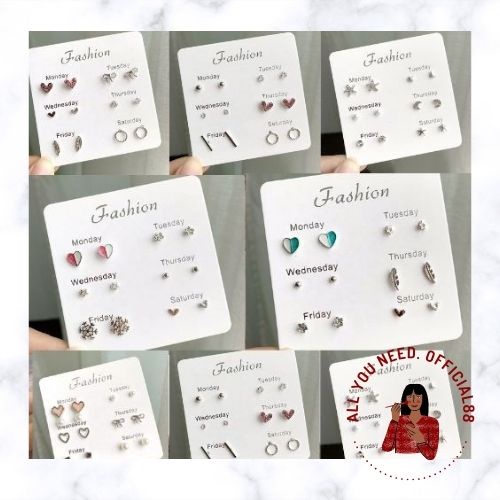 ✿AYN✿    Anting Tusuk 6 in 1 FA01 Fashion Wanita Korea Aksesoris Murah korean kekinian