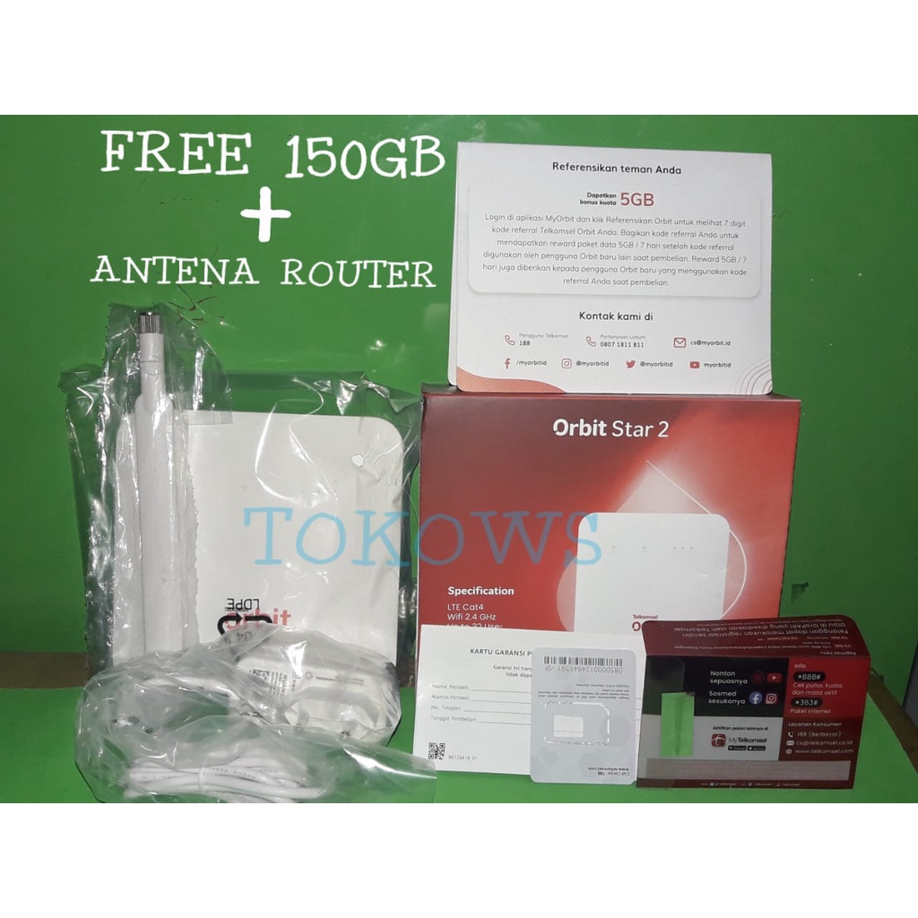 Modem Wifi Router 4G Telkomsel Orbit Star 2 Huawei B312 150GB + Antena