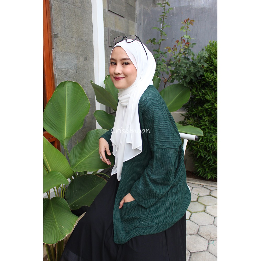 Cardigan Rajut Oversize PREMIUM Kardigan Rajut Jumbo TEBAL-EMERALD