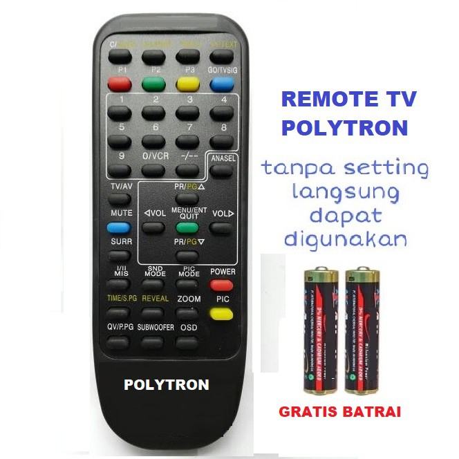 Remote Remot TV Tabung POLYTRON/ MINIMAX Gratis Baterai Tanpa Setting Langsung Konek_MGM27