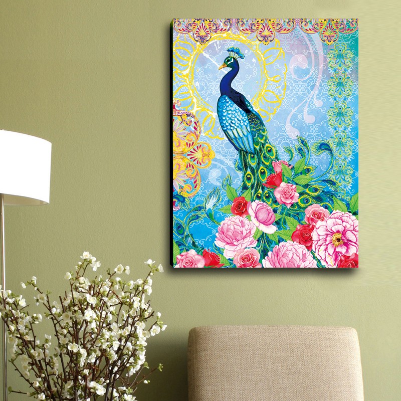 Diy Lukisan Diamond 5d Dengan Gambar Burung Merak Warna Warni