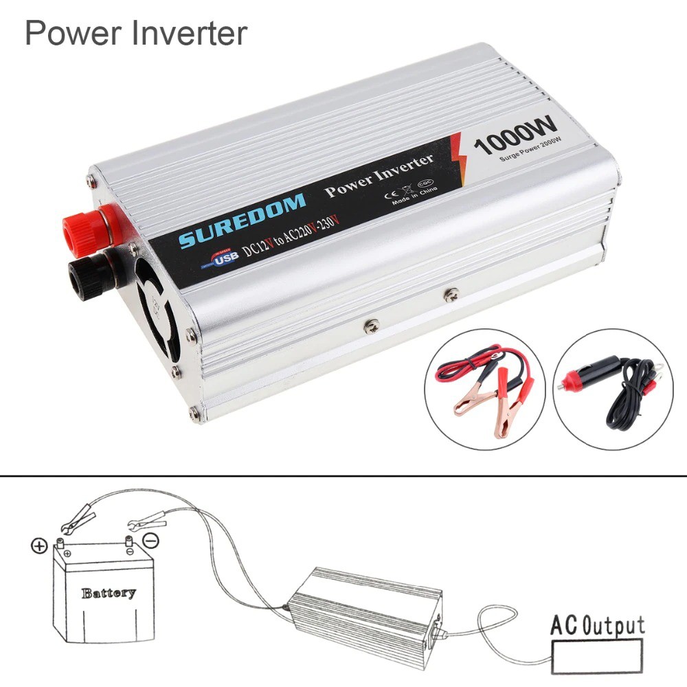 Power Inverter Pengubah Arus Listrik DC to AC 1000W Bisa Untuk Laptop TV Kipas Angin Cas HP Dll