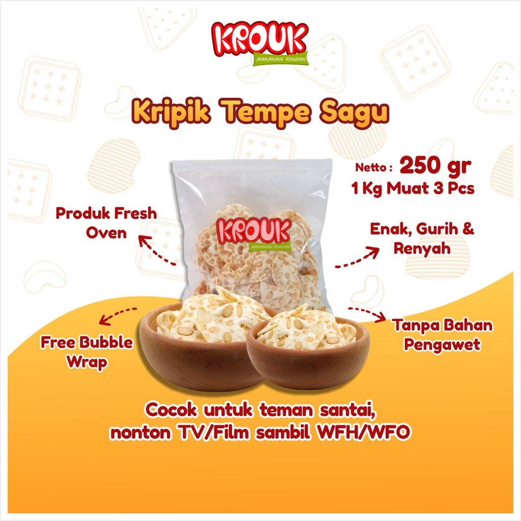 

Krouk Snack Keripik Tempe Sagu Jajanan Cemilan Makanan Ringan Renyah Kekinian Halal Cemilan Enak Gurih Murah Kiloan Dewasa Anak 250 Gr