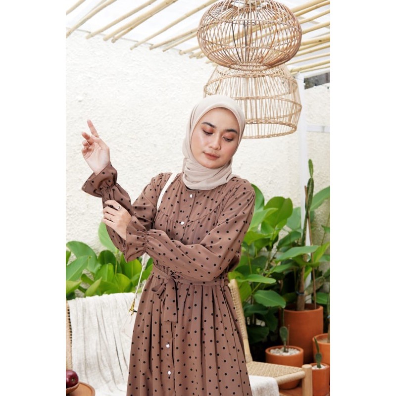 Baju Gamis Wanita TERMURAH Gamis Polkadot Woolpeach 5167