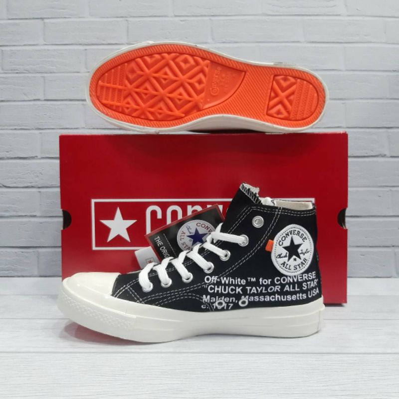 converse 70s x off white hi all black sol white