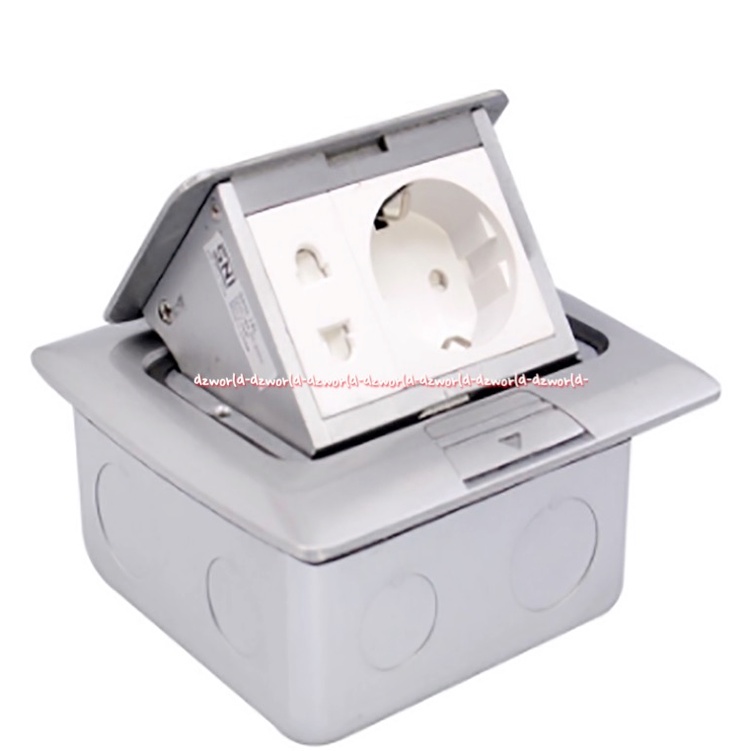 Krisbow Stop Kontak Lantai Colokan Listrik Dengan Penutup Silver Electric Socket Soket Colok Listrik Tanam Di lantai