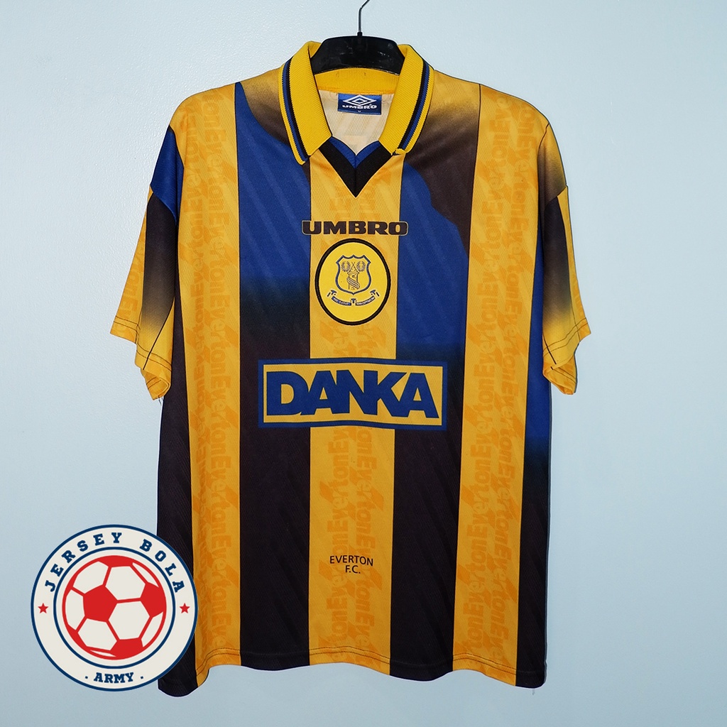 JERSEY BOLA VINTAGE EVERTON AWAY KIT 1996-1998 ORIGINAL RETRO RARE LANGKA