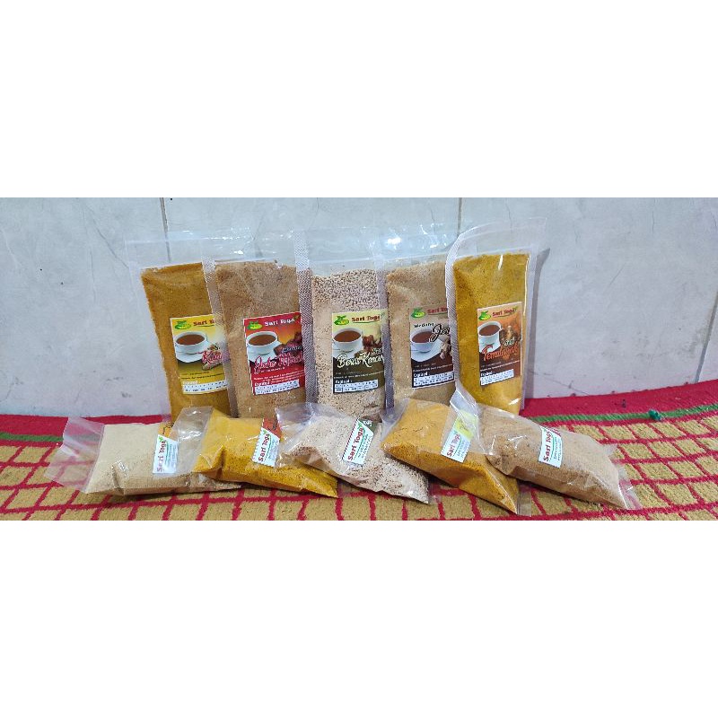 

wedang saritoga, minuman serbuk jahe, jahe merah, beras kencur, kunyit dan temulawak