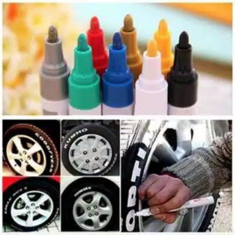 Spidol Ban Toyo Paint Marker Original Import Warna Warni : Silver Merah Putih Kuning Gold Biru Hitam