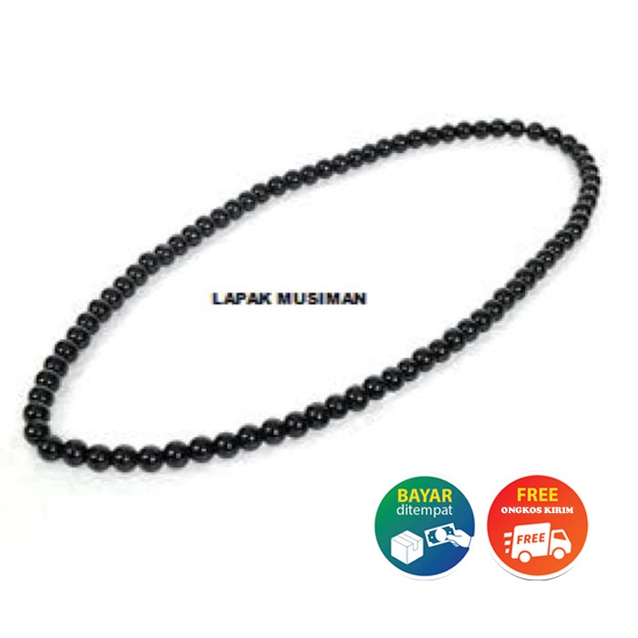 [Bayar di Tempat] KALUNG BLACK JADE ONYX 8 MM KALUNG PRIA WANITA BATU GIOK HITAM