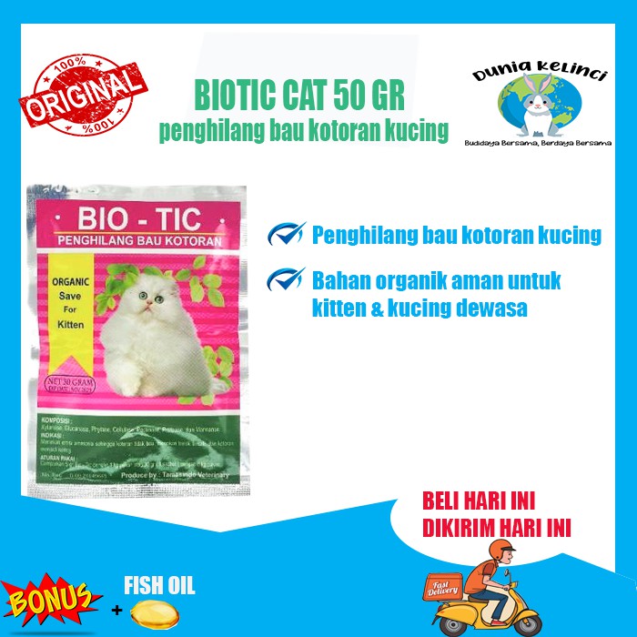 OBAT PENGHILANG BAU KOTORAN KUCING BIOTIC CAT 50 GR