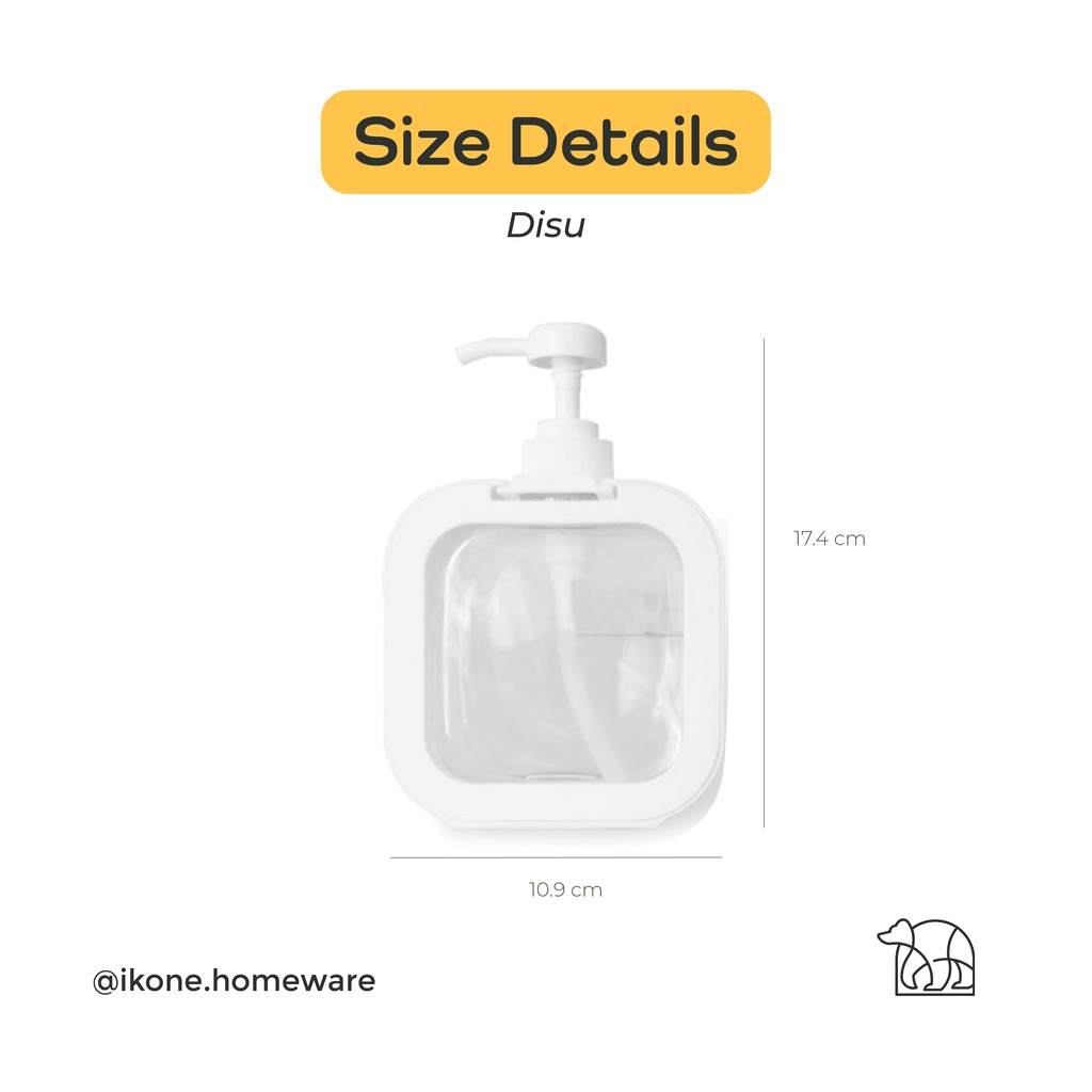 【IKONE】DISU Soap Dispenser Botol Refill Sabun Cair Cuci Tangan Piring 300ml Estetik Minimalis Korea Tempat Sabun Transparan Berkualitas Cantik