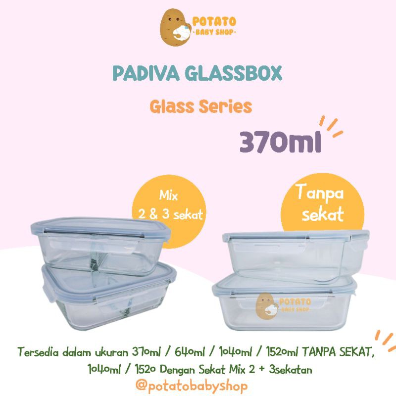 Padiva 370ml (2pcs) Glassbox 1 Compartment