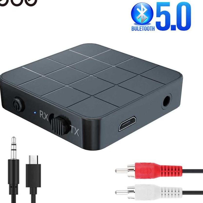 ペ Bluetooth Receiver 2in1 Audio Bluetooth 5.0 Transmitter &amp; Receiver 3.5mm / Receiver Wireless Stereo Adapter With 3.5mm AUX Jack for TV Computer Car Adapter Kekinian
