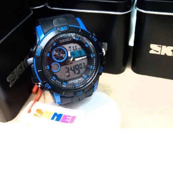 Jam Tangan SKMEI 1428 Dual Time Tali Karet Tahan Air
