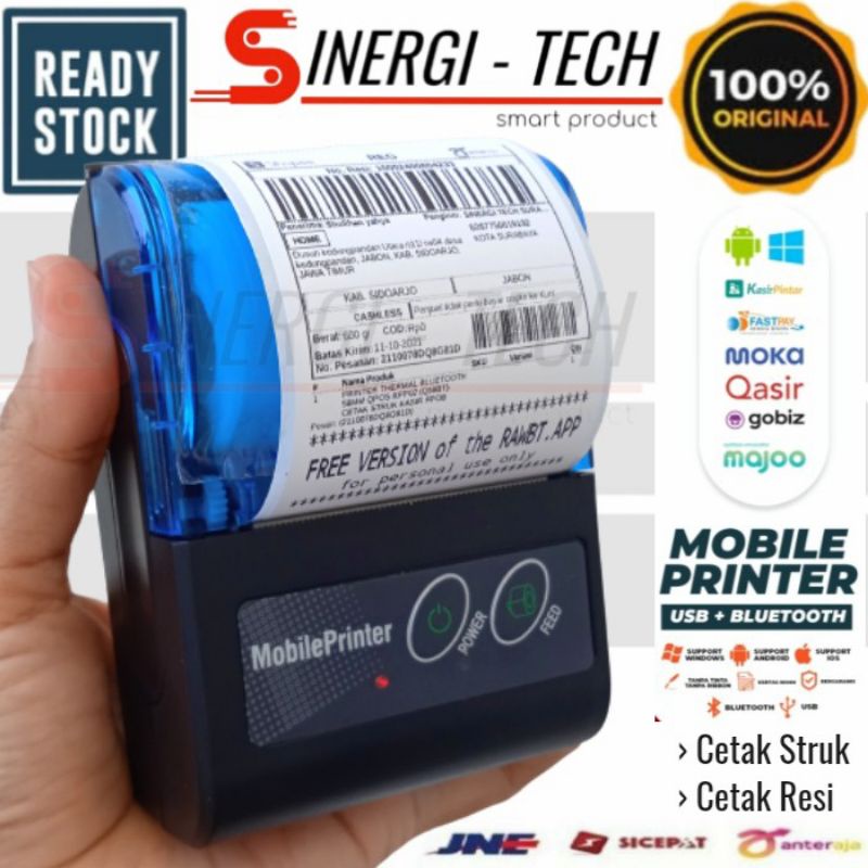 MOBILE PRINTER BLUETOOTH 58MM MP-58MPC MINI KASIR PORTABLE - SUPPORT ANDROID