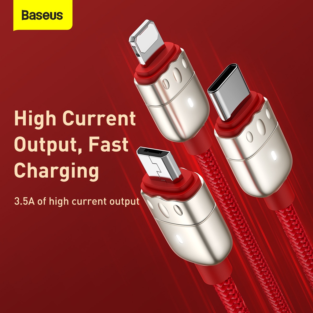 Baseus Kabel Data / Charger USB 3.5A Ke Tipe-C / Micro USB Panjang 1.2m