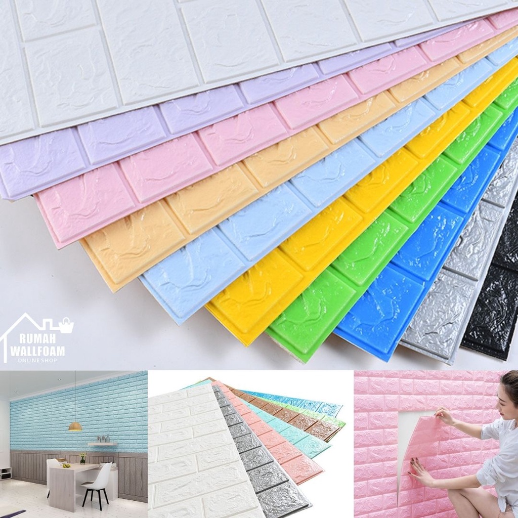 1 Wallpaper Foam Dinding Stiker Wallfoam 3D Sticker Dekorasi Kamar Rumah Murah [Seri A] Bata / Wallpaper Timbul Anti Air high quality/ premium-4
