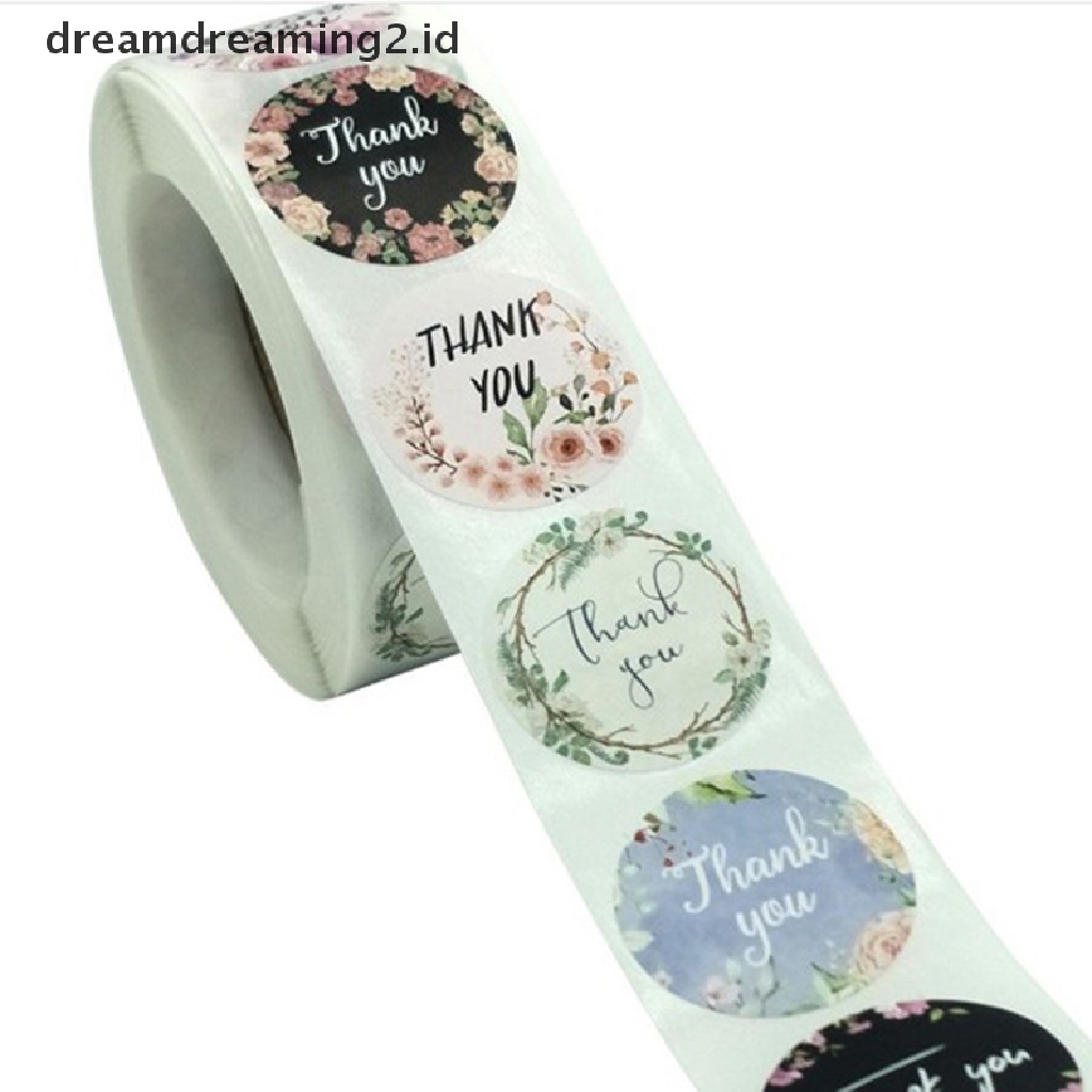 500pcs / Roll Stiker Label Segel Desain Thank You Untuk Alat Tulis