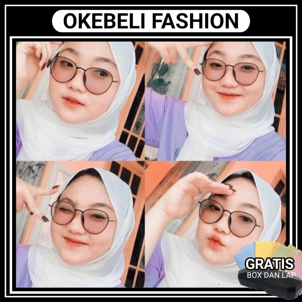 KACAMATA PHOTOCROMIC KOTAK MODEL PLASTIC LENSA BERUBAH WARNA KOREAN NEW WANITA PRIA PHOTOCROMIC