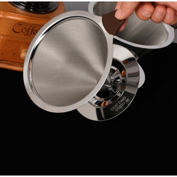 OneTwoCups Filter Penyaring Kopi Double Layer Cone Coffee Filter Dripper - V60 - Silver