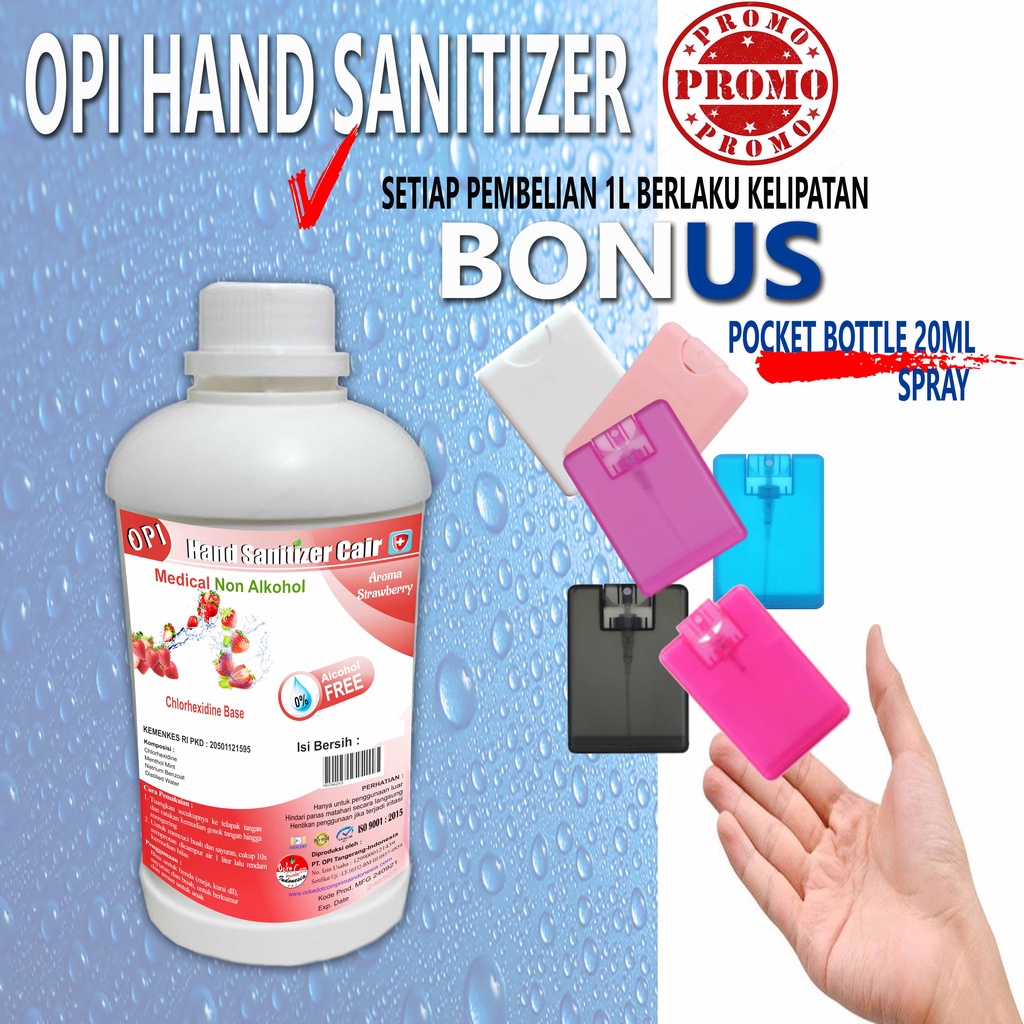 hand sanitizer varian pink strawberry dan lainnya 1 L dan 5 Liter bonus botol saku(pocket hand sanitizer bottle) sudah ada izin edar resmi by Oke sabun suplayer