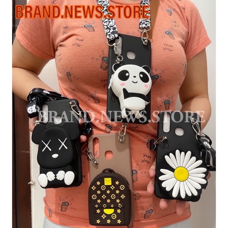 XIAOMI/REDMI 10A/ 4A/ 4X/ 5A/ 6A/ 9A/ 9C/ NOTE 4/ NOTE 4X/ NOTE 5A/ 9/ 9 PRIME/ 9T/ SOFT CASE TAS DOMPET KOIN/COIN + GANTUNGAN TALI HP SELEMPANG/SILIKON BONEKA/KARTUN PANDA/BUNGA PEACE/DAISY/CASING/ BAG SILICON