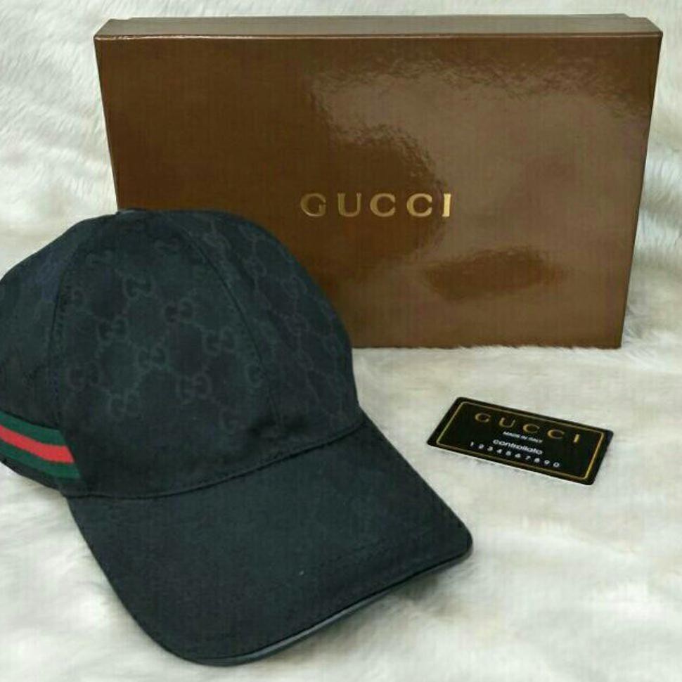 PREMIUM TOPI GUCCII GG HAT BLACK MIRROR QUALITY TERMURAH